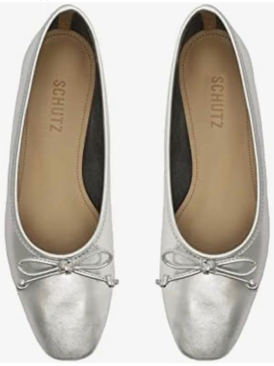 SCHUTZ Shoes - SCHUTZ ARISSA SILVER LEATHER BALLET FLAT SIZE: 9B